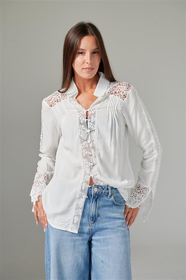 Camisa Zanett Broderie con Encaje